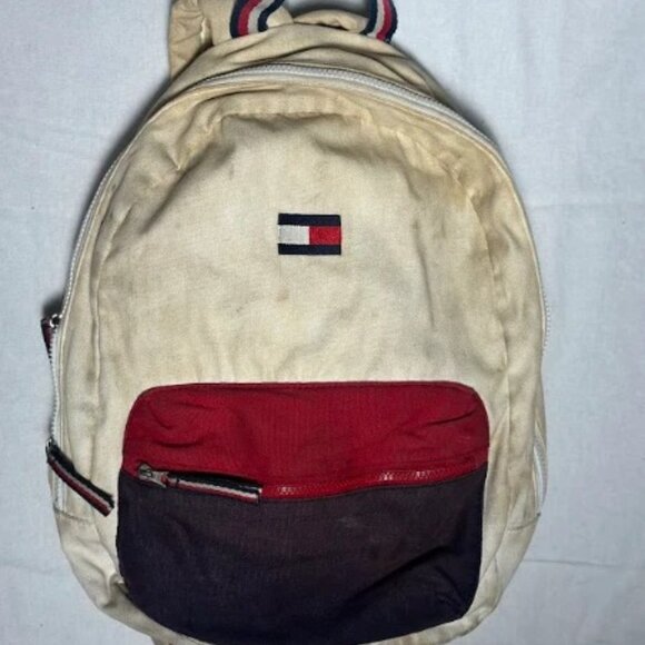 Tommy Hilfiger backpack featuring their iconic red, beige and blue - Picture 2 of 7